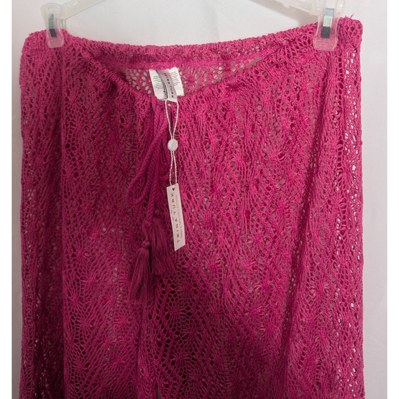 NWT Trina Turk Hot Pink Crochet Cover Up Wide Leg Pants Large E1 Swim Beach - Picture 3 of 5